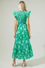 Load image into Gallery viewer, Sugarlips - Waterlilly Floral Sunfire Smocked Bodice Tiered Midi Dress