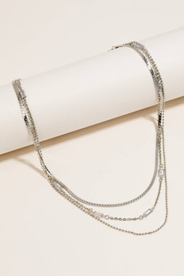 Anarchy Street - Rectangle Rhinestones Layered Chains Necklace