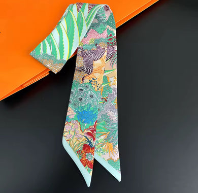 Aqua Multi Zebra Twilly Scarf