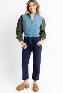 Karlie Color Block Zip Performance Jumpsuit