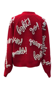 Queen of Sparkles Red & White Go Fight Win Cardigan