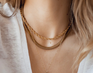 HoopLa Style - Snake Wheat Herringbone Stainless Steel Necklace