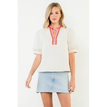 Load image into Gallery viewer, THML - Puff Sleeve Textured V-Neck Top