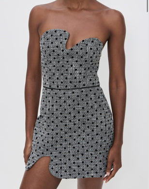 Amanda Uprichard Puzzle Strapless Mini Black-White