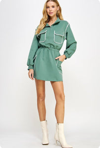 Strut & Bolt Light Evergreen/White Cargo Mini Dress