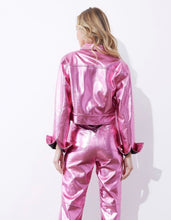 Load image into Gallery viewer, Strut &amp; Bolt Faux Metallic Pink Cropped Jacket