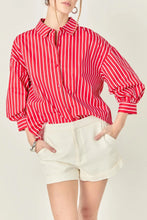 Load image into Gallery viewer, English Factory Red Stripe Balloon Sleeve Shirt