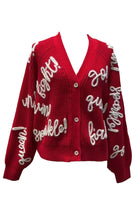 Load image into Gallery viewer, Queen of Sparkles Red &amp; White Go Fight Win Cardigan