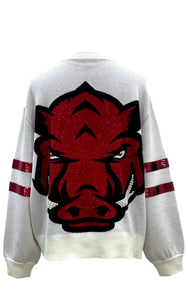 QOS Queen of Sparkles Licensed Arkansas Oversized Mascot Sweater