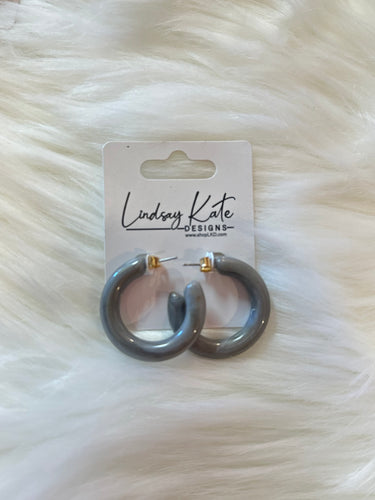 Grey Hoop Earrings-Large