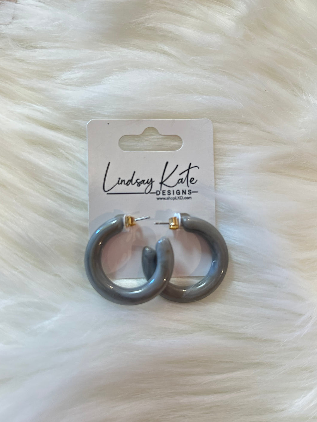 Grey Hoop Earrings-Large
