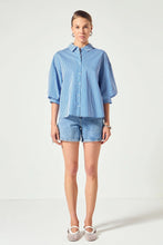 Load image into Gallery viewer, English Factory Blue Stripe Balloon Sleeve Shirt