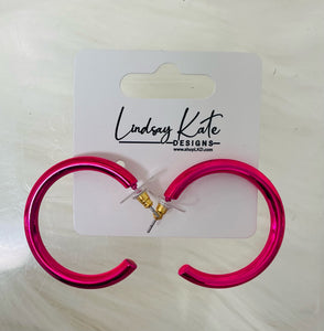 Pink Metallic Hoop Earrings