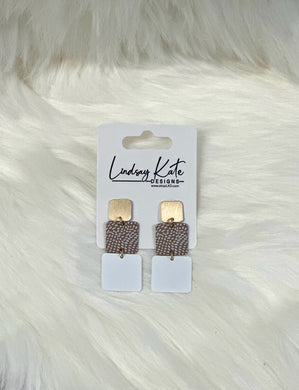 Fun Block Earring in White