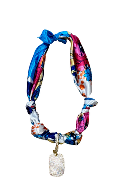 Scarf Necklace with Pave Rectangle Charm