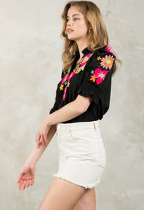 THML Textured Embroidery Sleeve Top