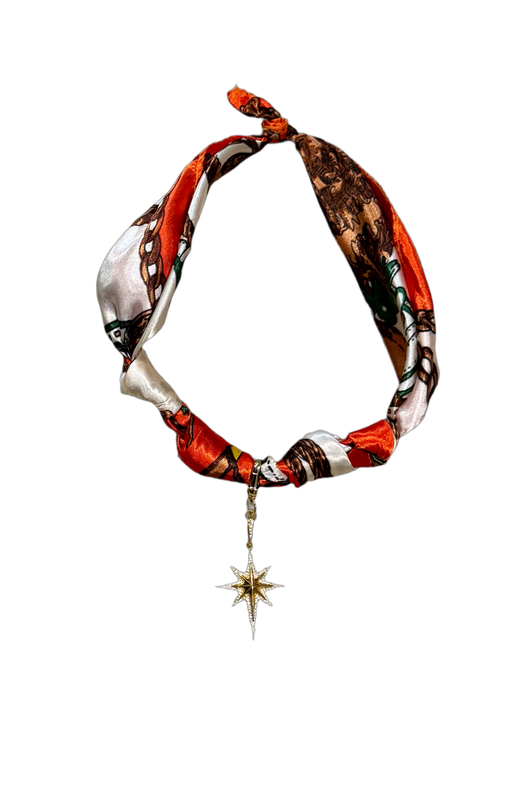 Scarf Necklace with Pave Star Charm