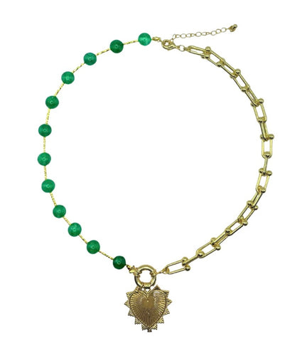 Emerald Heart Charm Necklace