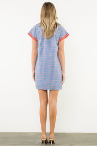 THML Contrast Trim Split Neck Dress