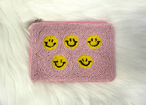 Beaded Smilely Face Pouch