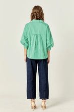 Load image into Gallery viewer, English Factory Green Stripe Balloon Sleeve Shirt