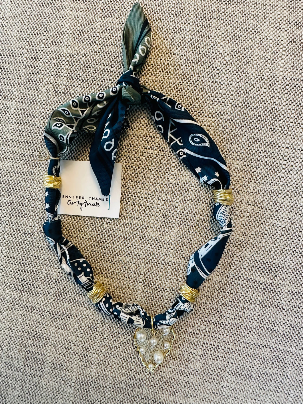 Jennifer Thames Originals Scarf Necklace with Charm