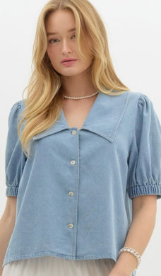 Entro Light Blue Denim Top