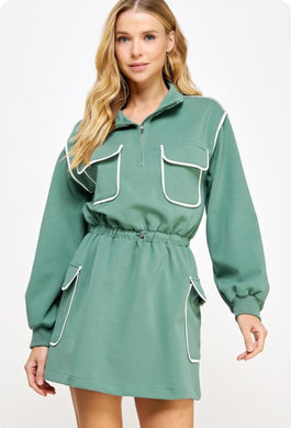 Strut & Bolt Light Evergreen/White Cargo Mini Dress