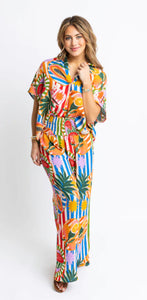 Karlie Tropical Island Fruit Smock Waist Pant