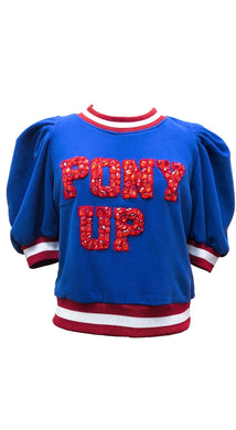 QOS Queen of Sparkles Lisc Royal & Red Poof Sleeve “Pony Up”