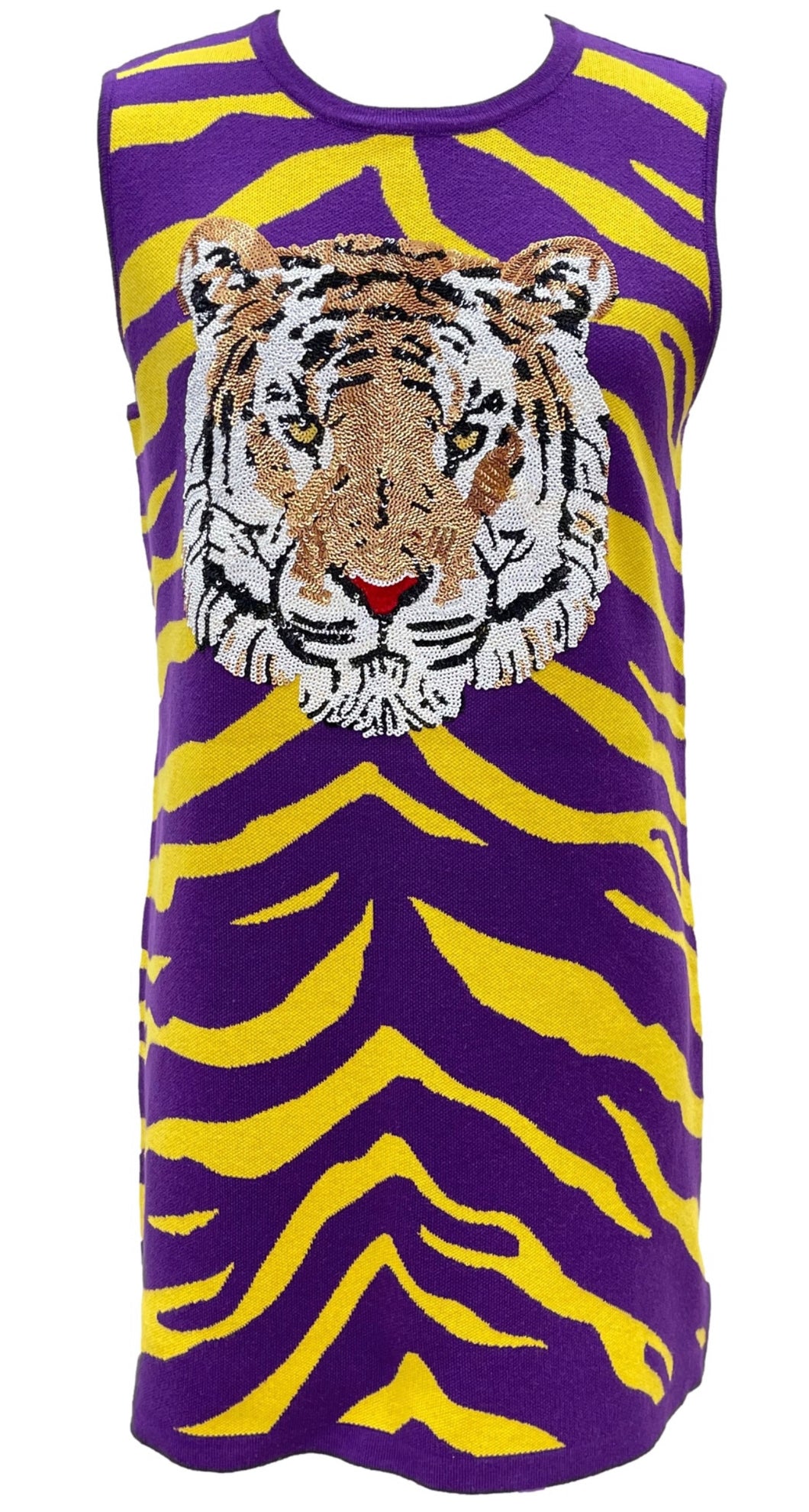 purple tiger stripe dress Purple and Gold Tiger T-Shirt Dress, Game Day Clothes for Football & Basketball Fans, School Mascot Outfit, Tiger Stripe Dress