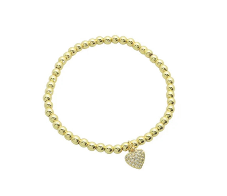 Heart Charm Stretch Bracelet