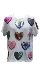 Load image into Gallery viewer, QOS Queen of Sparkles White Positive Candy Hearts Tee