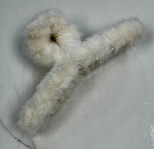 Cream Fuzzy Hair Clip