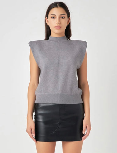 Grey Lab Mock Neck Sleeveless Knit Top