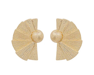 Textured Fan Gold Earrings