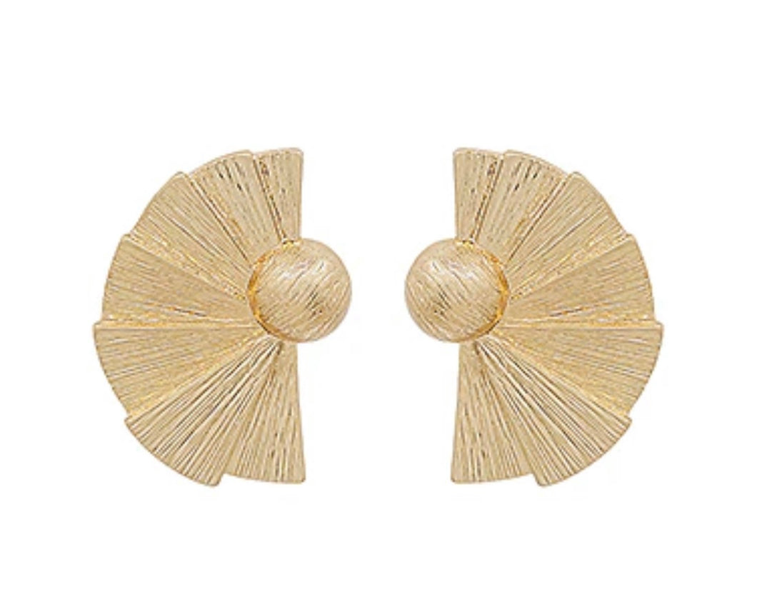 Textured Fan Gold Earrings