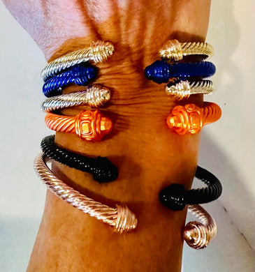 Thin Cable Cuff Bracelet in Fun Colors