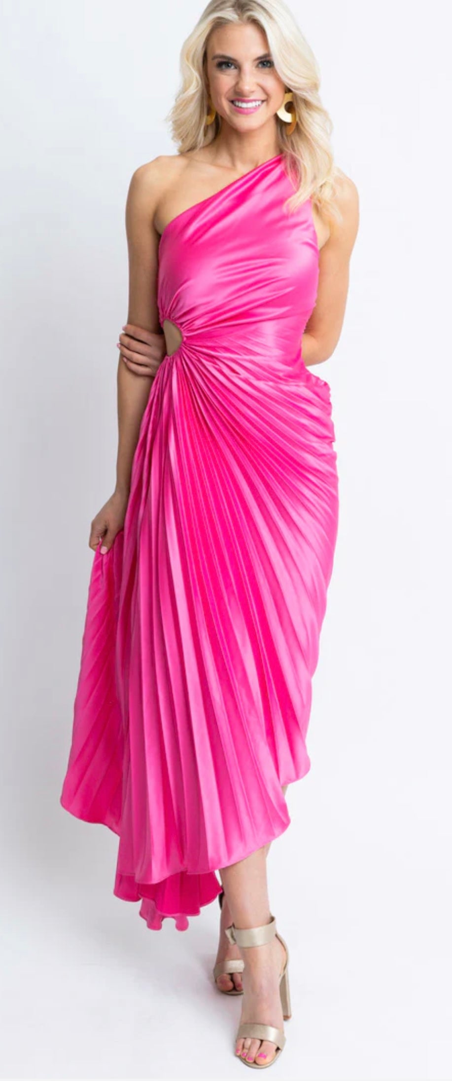 Karlie Satin One Shoulder Maxi Dress