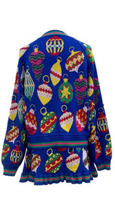 QOS Queen of Sparkles Royal Blue Multi Jeweled Ornament Cardigan