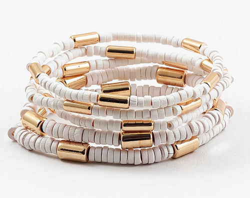 White & Gold Bracelet Set