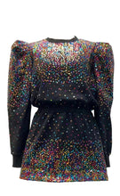 Load image into Gallery viewer, Queen of Sparkles Multi Sequin Poof Sleeve Sweatshirt Dress