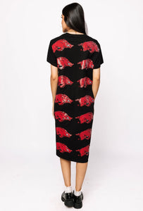 QOS Queen of Sparkles Arkansas Razorback Midi Tee Dress