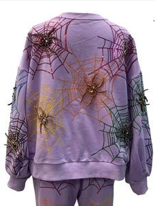Queen of Sparkles Lavender Spider Web Sweatshirt