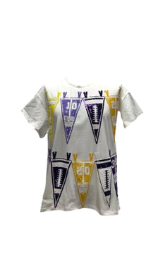 QOS Queen of Sparkles Purple & Gold Football Pennant Tee