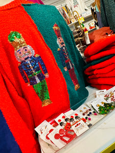 Fantastic Fawn RED/GREEN Nutcracker Colorblock Sweater