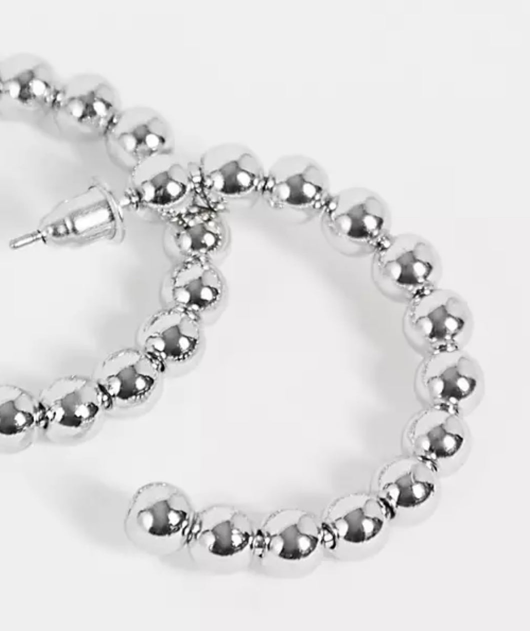 Silver Ball Chain Hoop Earrings