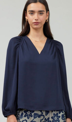 Current Air Dark Slate Navy Blouse