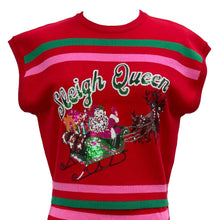 Load image into Gallery viewer, QOS Queen of Sparkles Red Green &amp; Pink ‘Sleigh Queen’ Stripped Top