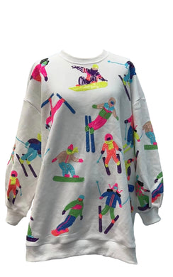 Queen of Sparkles Multi Scatter Skier Sweatshirt Dress